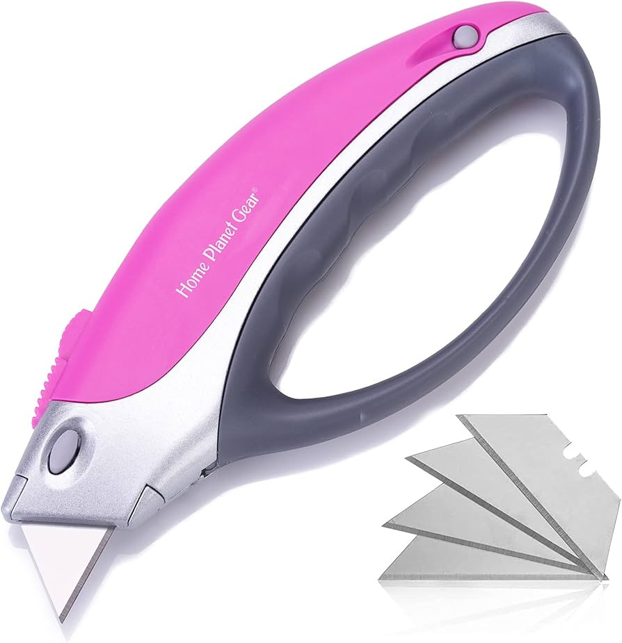 Pink Box Cutter Retractable Utility Knife - Heavy Duty Box Cutter Knife Cardboard Cutter - Box Op... | Amazon (US)