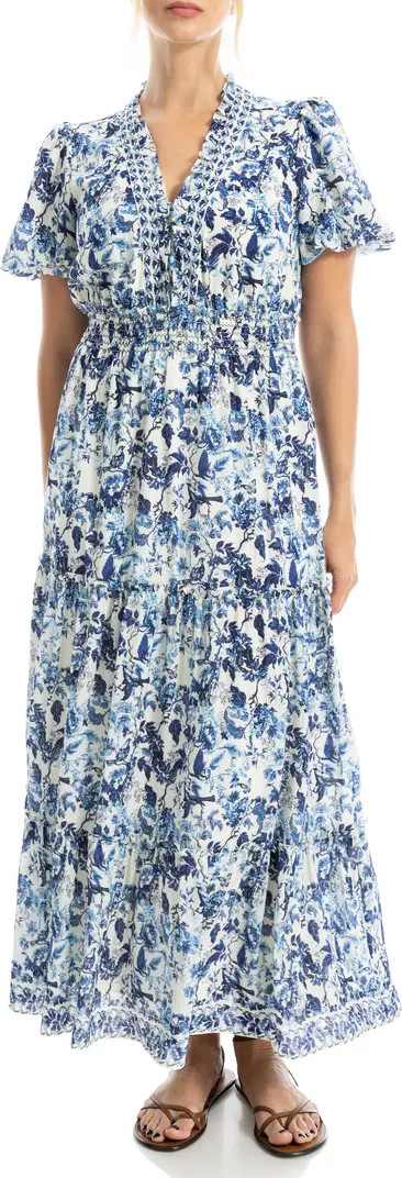 MAX STUDIO V-Neck Short Sleeve Tiered Maxi Dress | Nordstromrack | Nordstrom Rack