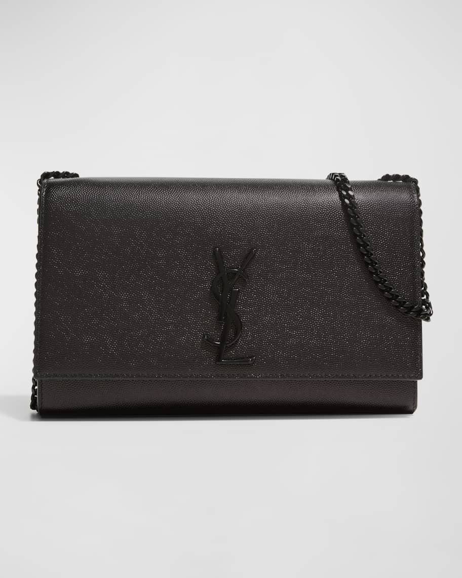 Saint Laurent Kate Medium Grain de Poudre Chain Bag, Black Hardware | Neiman Marcus