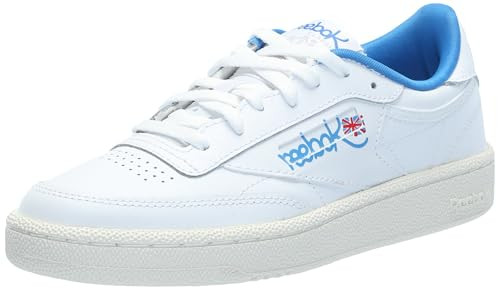 Reebok Men's Club C 85 Sneaker,Footwear White/Chalk/Kinetic Blue,9.5 Women/8 Men | Amazon (US)