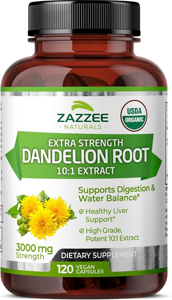 Zazzee USDA Organic Dandelion Root 10:1 Extract, 3000 mg Strength, 120 Capsules, 4 Month Supply, ... | Amazon (US)