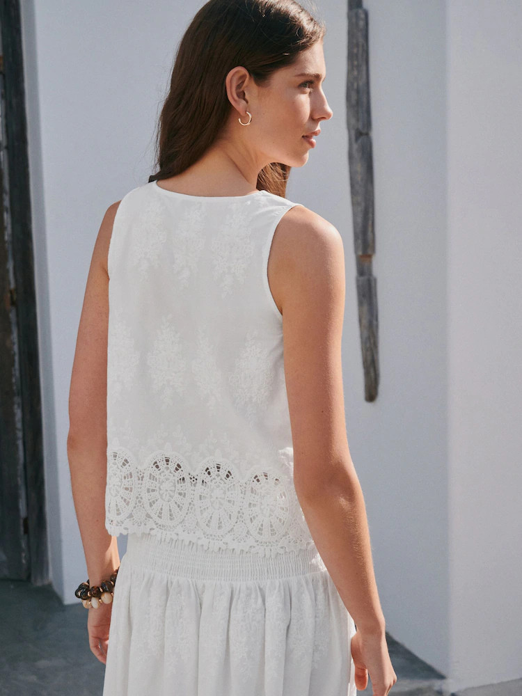 Buy Ecru Crochet Trim Waistcoat from Next Ireland | Next EU