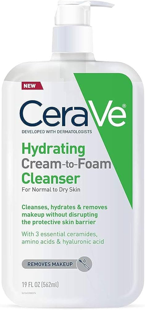 CeraVe Hydrating Cream To Foam Cleanser, Makeup Remover Face Wash For Dry Skin, Foaming Facial Cl... | Amazon (US)