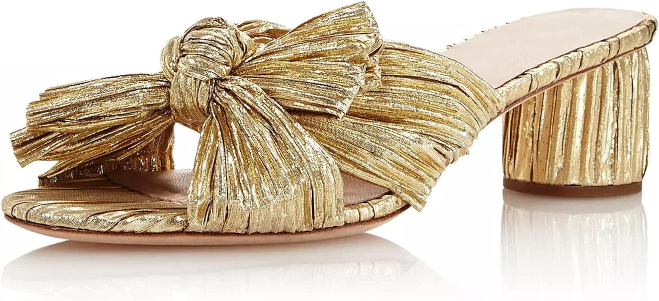 Mattiventon Womens Bowknot Heeled Sandals Chunky Heels Slip on Mules High Heels Slide Slippers | Amazon (US)