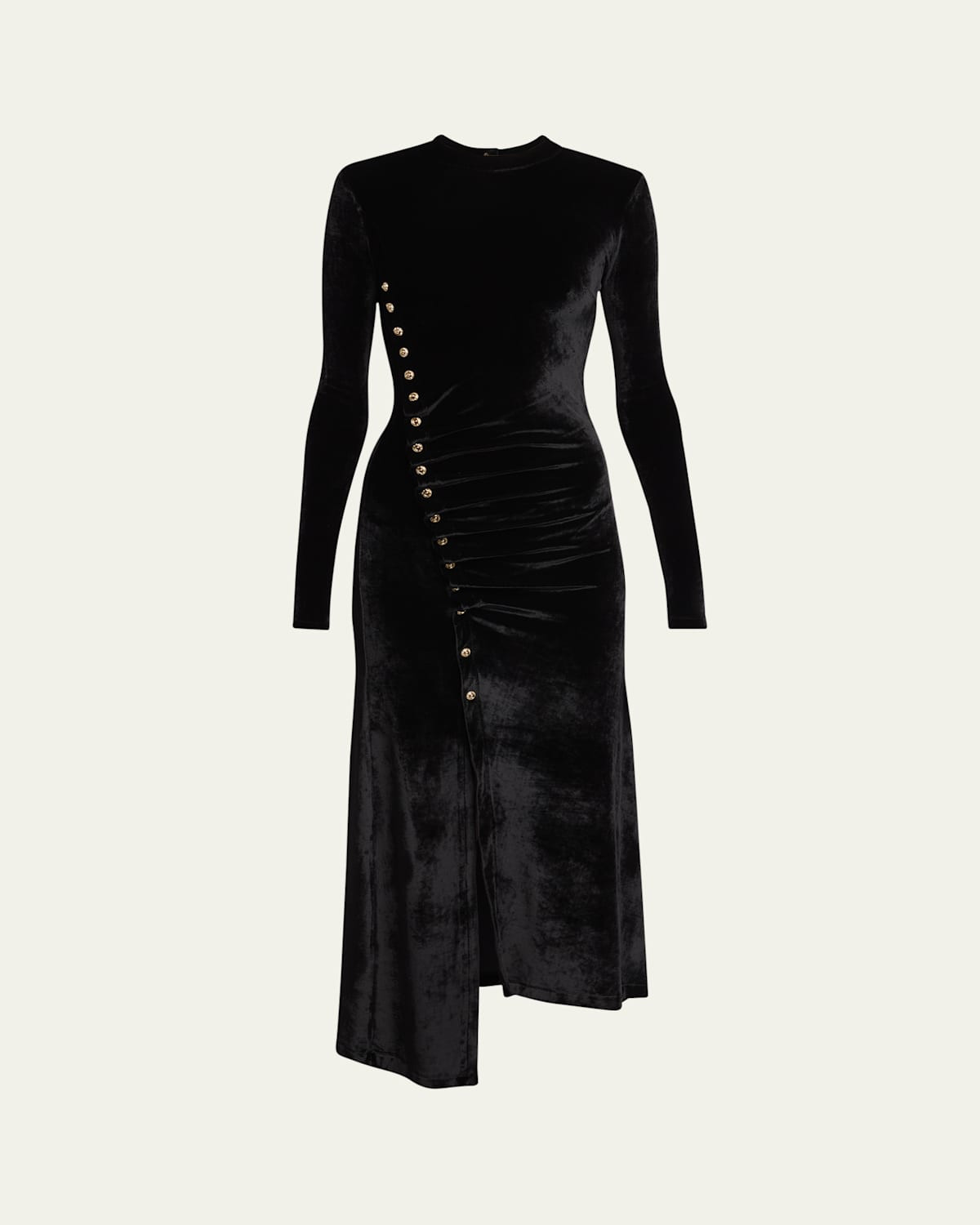 Ruched Velvet Side Button Dress | Bergdorf Goodman