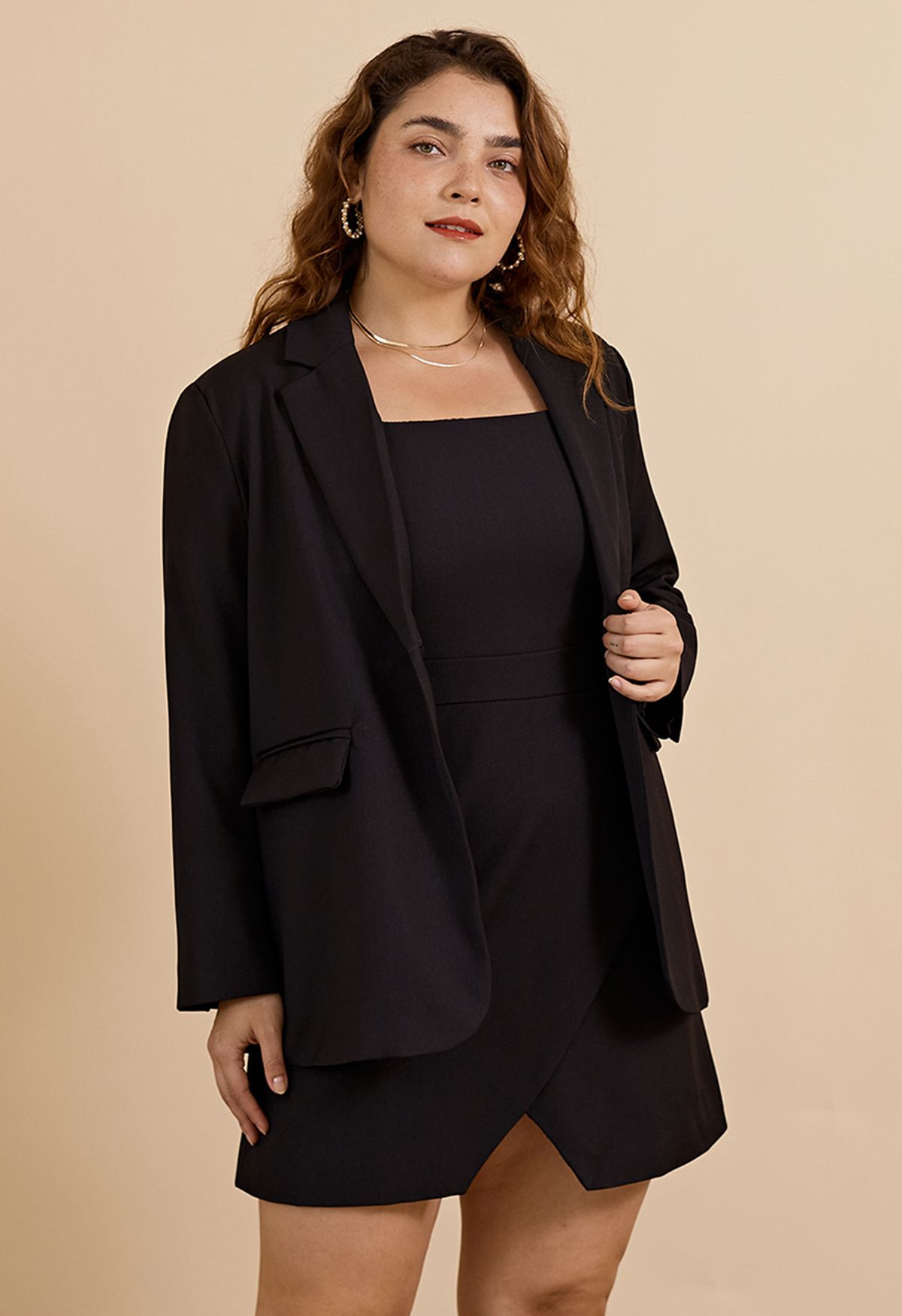 Solid Color Flap Pocket Blazer in Black | Chicwish