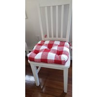 16"" X Tufted Chair Pad, Bar Stool Cushion, Buffalo Plaid Seat Red & White | Etsy (US)