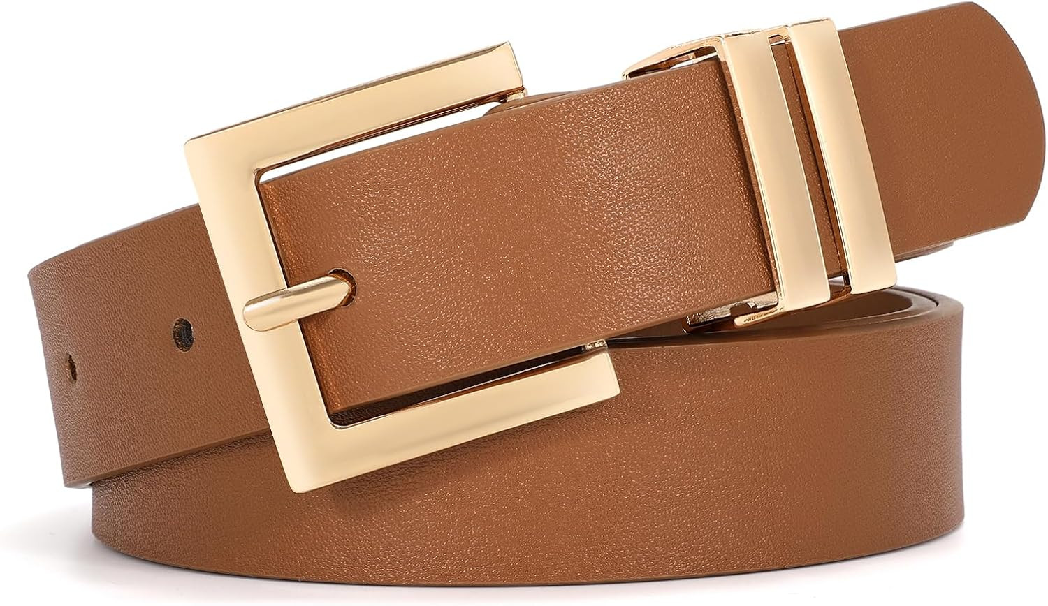 Women's Leather Belt for Jeans Pants Dresses Fashion Ladies Belt Square Gold/Silver Buckle Waist Belt for Women | Amazon (US)