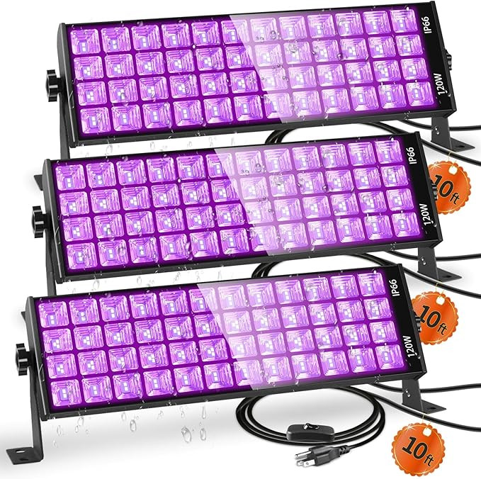 120W LED Black Light Bar, 10FT Cord & Switch, Aluminum Shell, IP66 Waterproof Black Lights for La... | Amazon (US)
