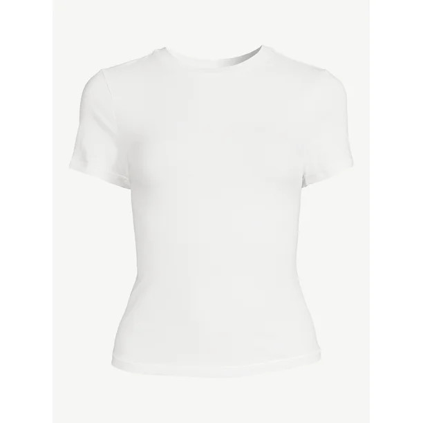 Scoop Women's Stretch Cotton Fitted Baby Tee with Short Sleeves, Sizes XS-XXL | Walmart (US)