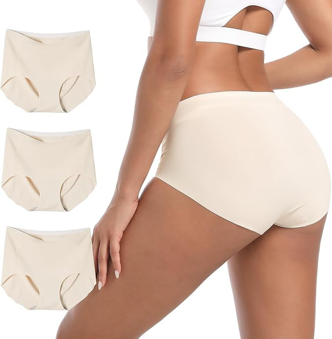INNERSY Women's Seamless No Show Underwear Quick Dry Panties Nylon Briefs 3-Pack | Amazon (US)