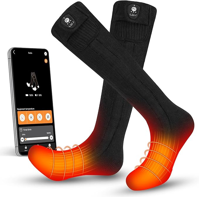 SNOW DEER Heated Socks for Men Women App Control Rechargeable Electric Battery Heating Warm Ski S... | Amazon (US)