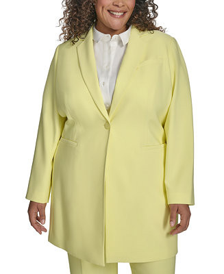 Plus Size Notched-Collar One-Button Topper Jacket | Macy's
