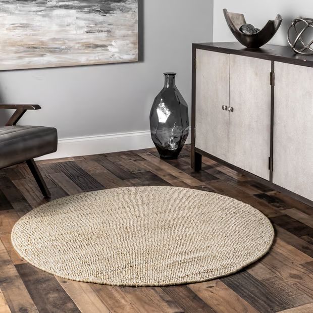 Natural Handwoven Jute-Blend 4' Round Area Rug | Rugs USA