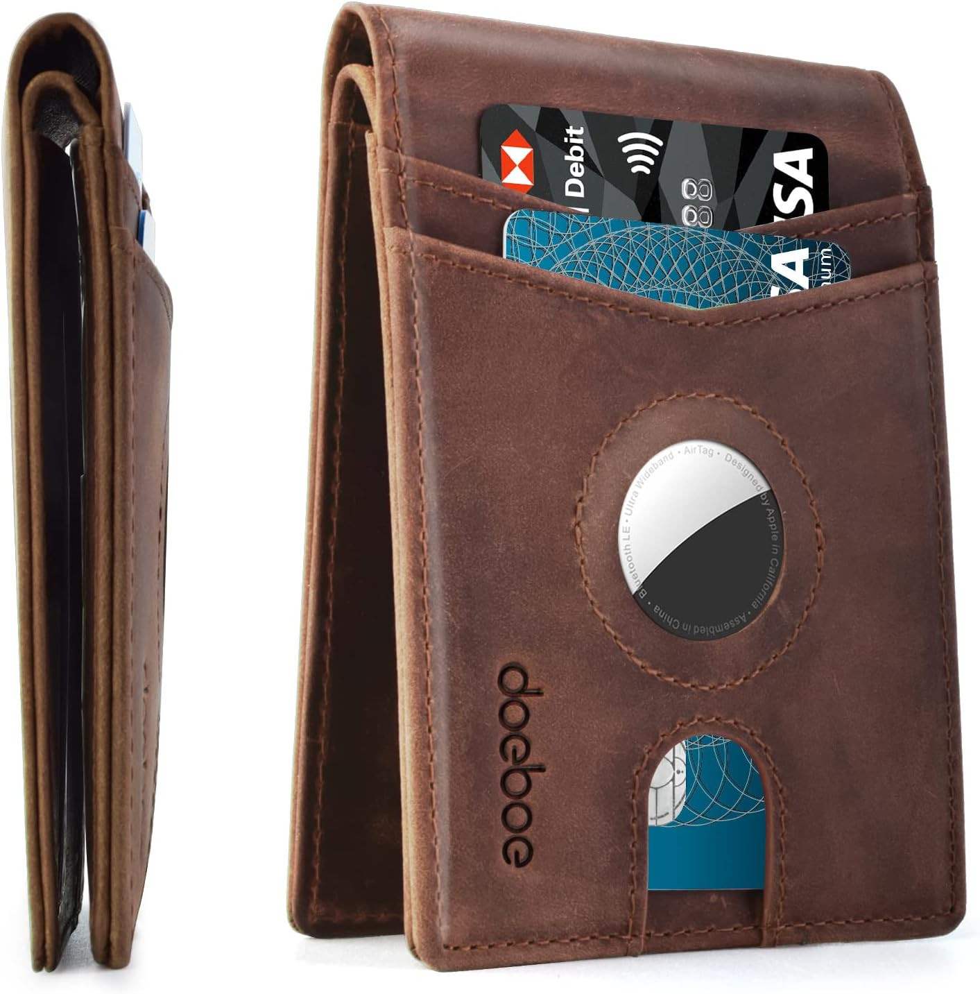 Amazon.com: doeboe Airtag Wallet Men, Wallet for Men with Airtag Holder, Genuine Leather Credit C... | Amazon (US)