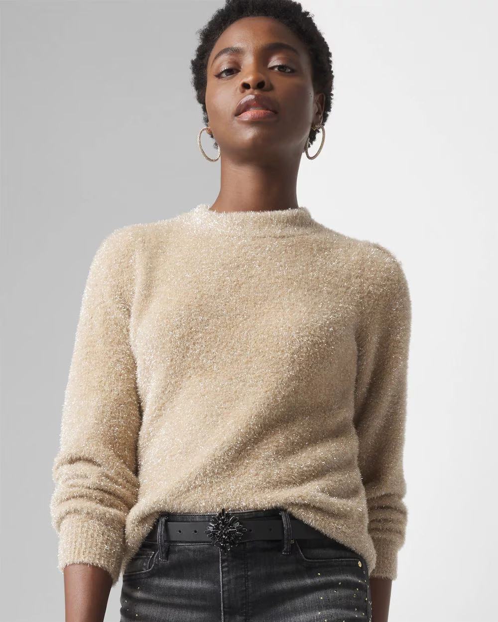 Tinsel Trim Sweater | White House Black Market