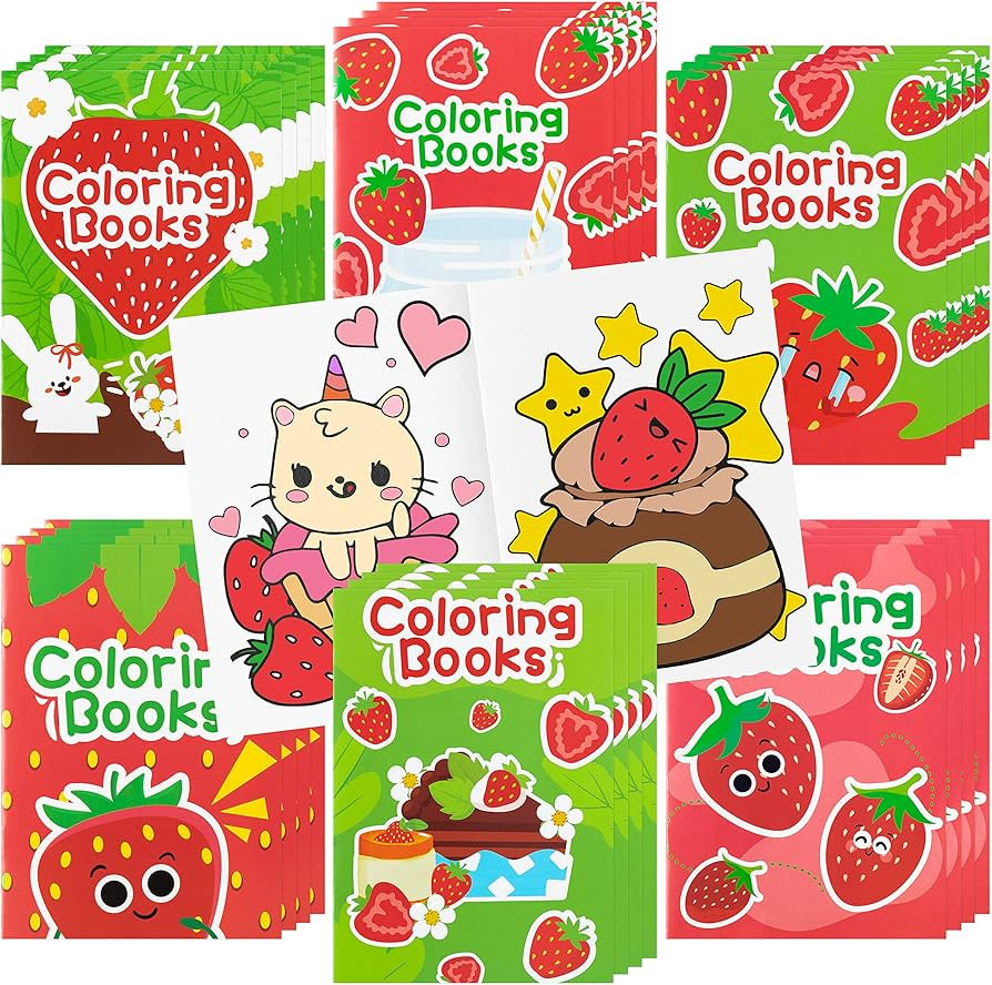 DGjianfei 24PCS Strawberry Coloring Books DIY Art Drawing Book with Dessert Summer Fruits Pattern... | Amazon (US)