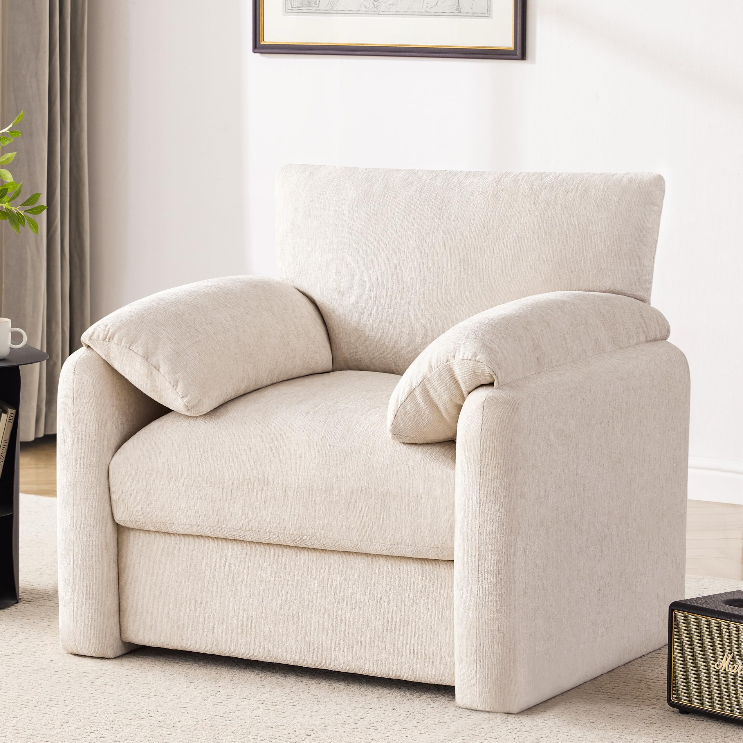 Chenille Oversized Armchair, 38.6" Wide Accent Chairs for Living Room & Bedroom Modern Lounge Cha... | Amazon (US)