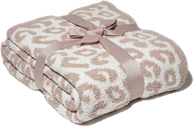 Luxury Wild Leopard Throw Blanket - Super Soft Cozy Cable Knitted Throw Blanket, Plush Polyester ... | Amazon (US)
