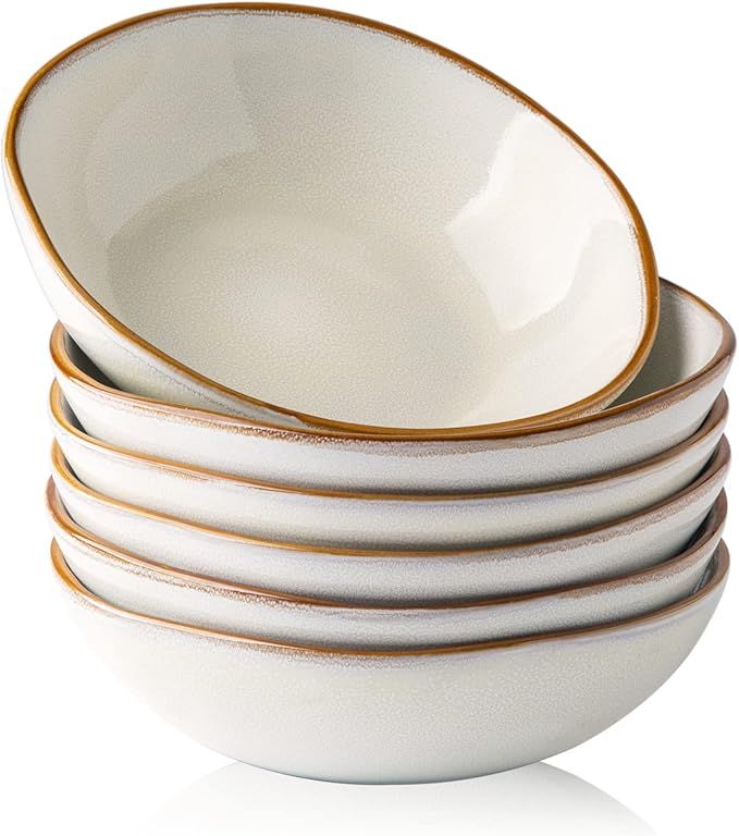 AmorArc Ceramic Cereal Bowls Set of 6, 24 oz Handmade Stoneware Bowls Set for Cereal Soup Salad B... | Amazon (US)