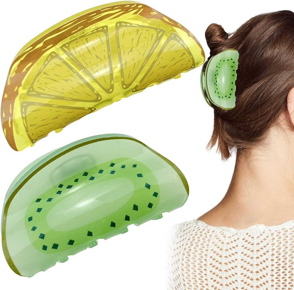 2 Pack Acrylic Hair Claw Clip for Girls Cute Fruit Acetate Styling Large Claw Clips Hair Jaw Barr... | Amazon (US)