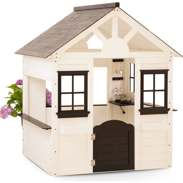 Casa Modern (White Wooden Playhouse w/ Black Trim – Kids Outdoor/Indoor Cottage Playhouse, Size 2-6Y) - Kids Toys | Avenlur from Maisonette | Maisonette
