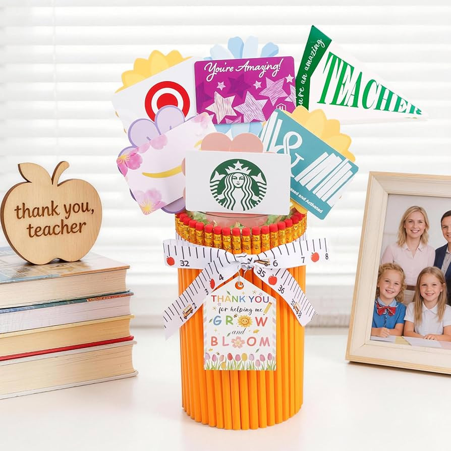 Teacher Appreciation Gifts-Pencil-Shaped Flower Vase,Gift Card Holder,Pencil Holder,Teacher vase ... | Amazon (US)