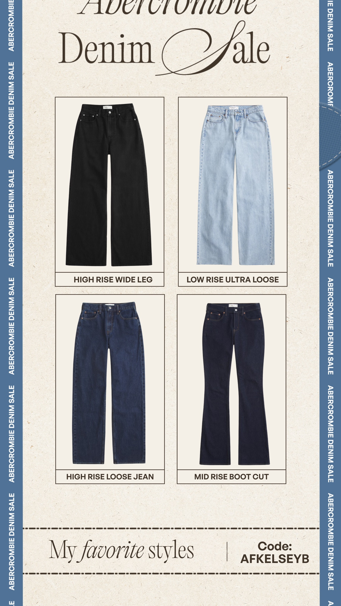 #abercrombiepartner #ad My fave denim styles from Abercrombie🤍 On sale with my code AFKELSEYB. These are my faves pre pregnancy. I size up and wear the ultra loose low rise while pregnant

#LTKMidsize #LTKSaleAlert