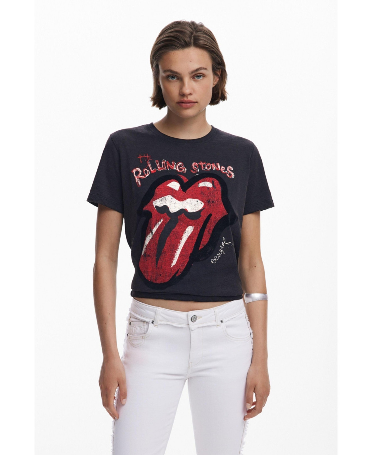 Desigual Women's Rolling Stones short-sleeve T-shirt - Black | Macy's