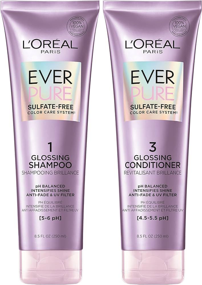 L'Oreal Paris EverPure Sulfate Free Glossing Shampoo and Conditioner Kit, pH Balanced, Intensifie... | Amazon (US)