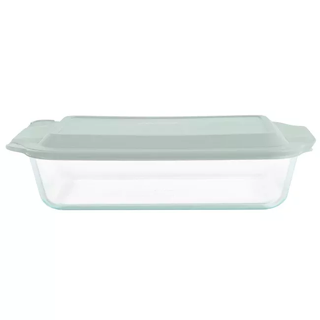 9 x 13 Rectangular Glass Baking Dish With Sage Green Lid, 5-Quart  Capacity
