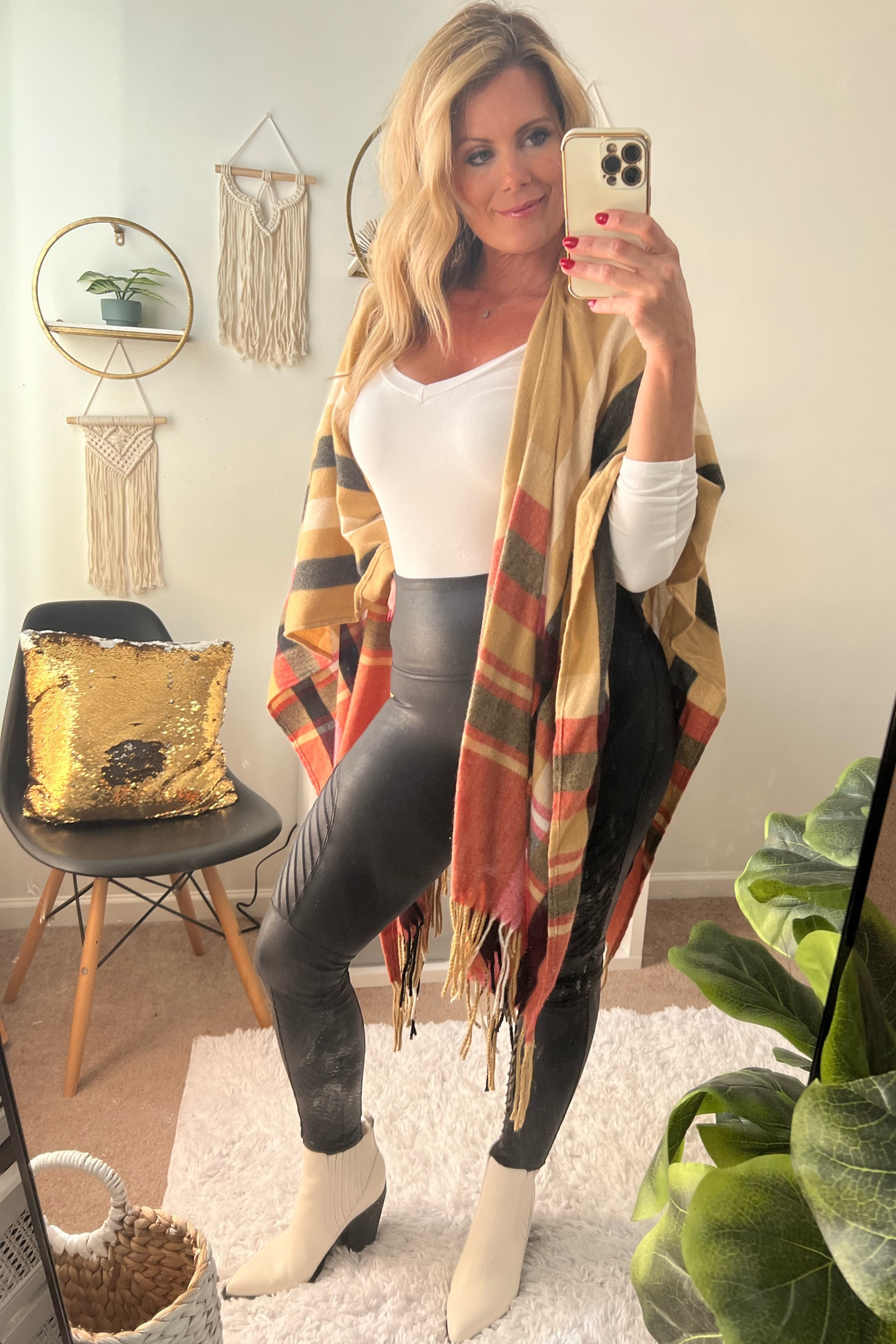 Fall forward! Trying to get myself ready (cause I’m not ready 😢) but these outfits make me want to go out on a cool night! Spanx forever! Paired with a bodysuit and poncho perfect for an evening out! 

#LTKover40fashion #LTKfall #LTKspanx #LTKburberry #LTKbodysuit 

#LTKcurves #LTKshoecrush #LTKbeauty