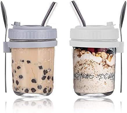 Overnight Oats Containers with Lids and Spoons Set of 2,HAIKUADAY 10oz Airtight Leak-free Overnig... | Amazon (US)