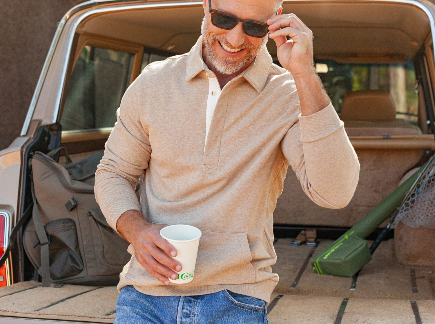 Collared Sweatshirt - Heather Camel | Criquet Apparel