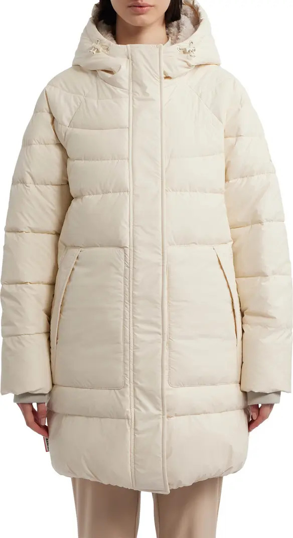 Hunter Almond Water Repellent Faux Shearling Lined Hooded Puffer Jacket | Nordstromrack | Nordstrom Rack