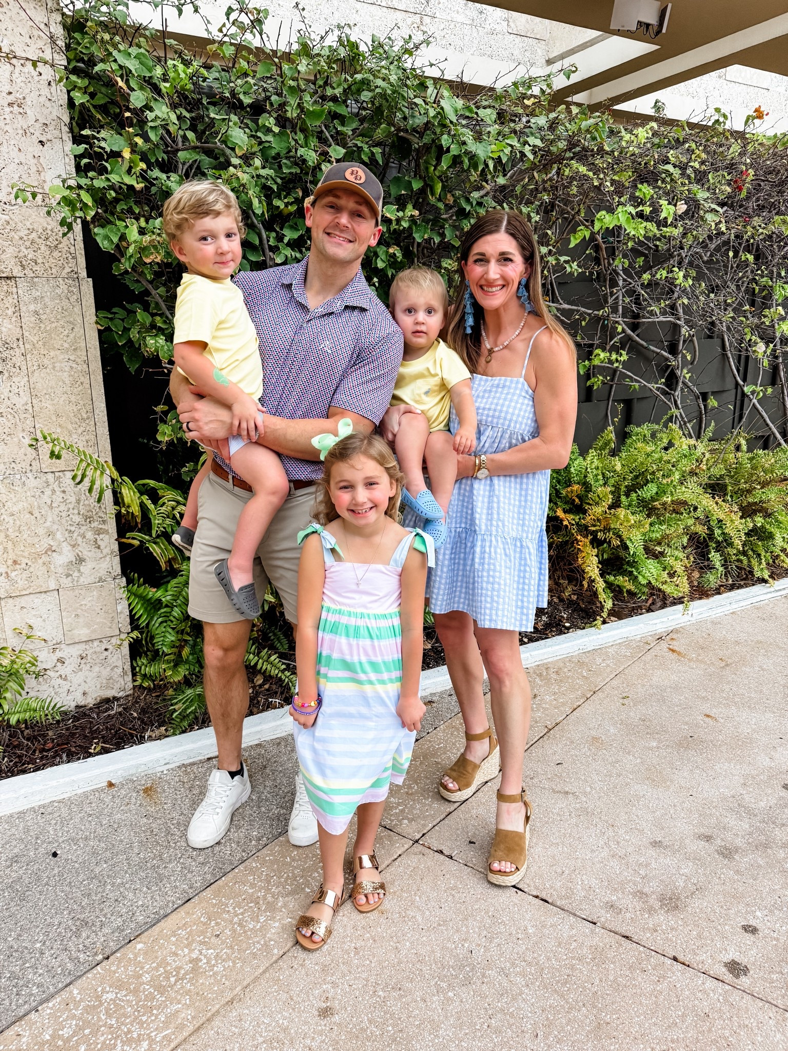 Linking what I can from our outfits here 

Kids are wearing The Beaufort Binnt Company. My dress is Amazon size medium. Austin’s polo is Rhoback and Shorts are Burlebo

Family | outfits | matching | kids | toddler | mom | dress | beach | gingham | bag | girls | boys | resort | sandals | wedges | on clouds | shoes | details 

#LTKBaby #LTKKids #LTKTravel