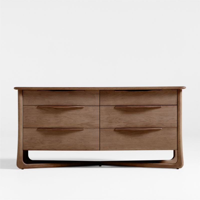 Alrik 66" Brown Oak Wood 6-Drawer Dresser | Crate & Barrel | Crate & Barrel