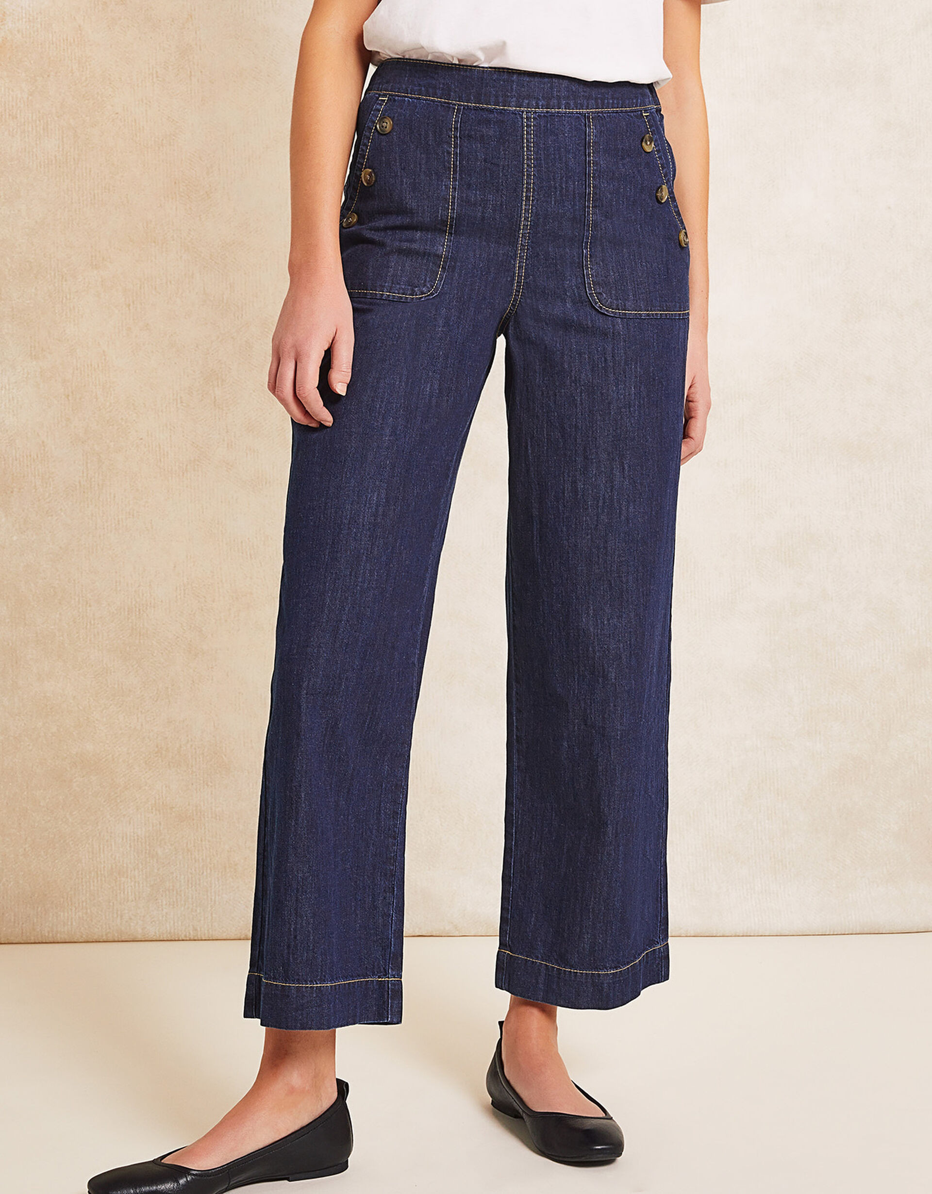 Harper Regular Crop Wide Leg Jeans Blue | Monsoon (UK)