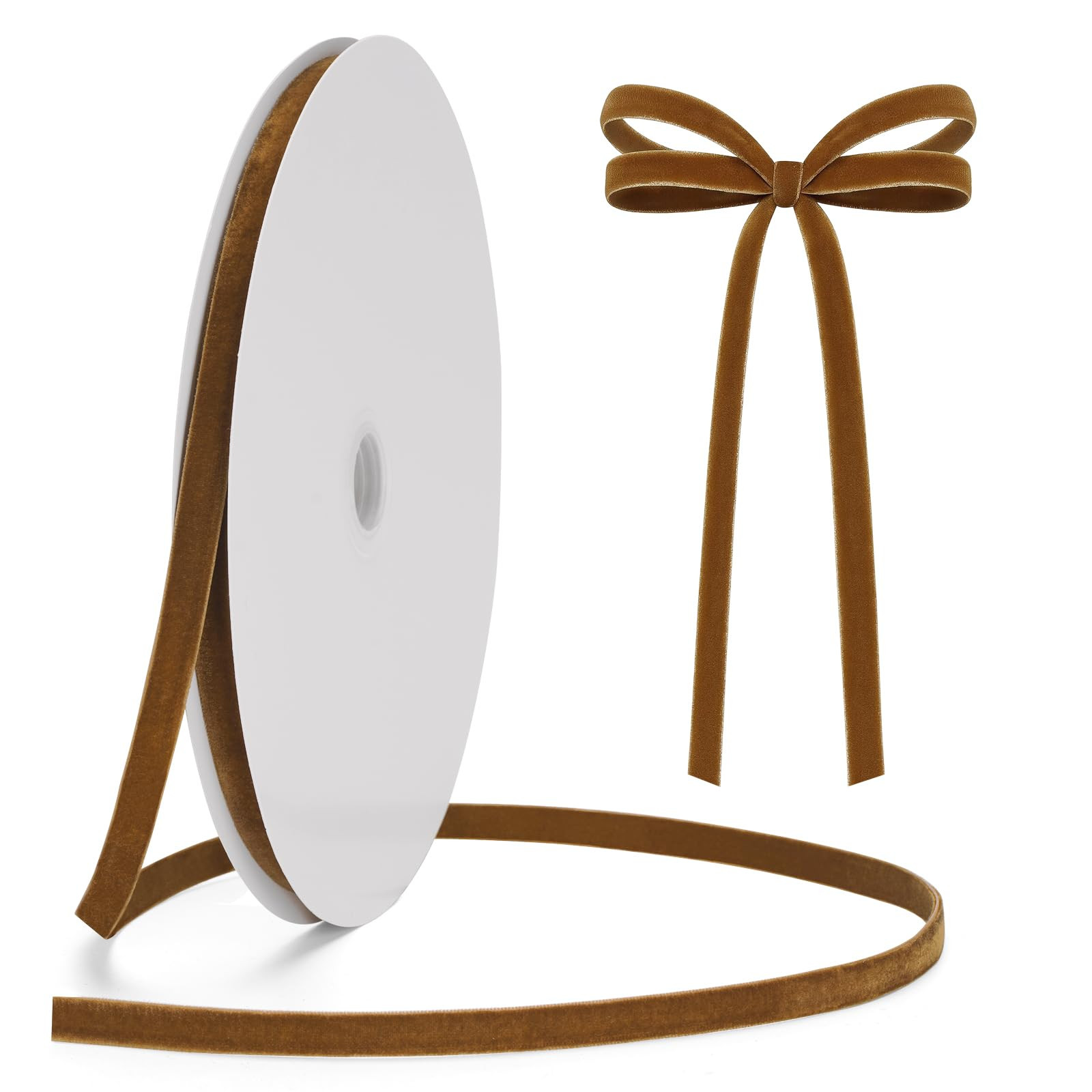 Anwyll 25Yard Velvet Ribbon - 3/8Inch Double Sided Brown Velvet Ribbon Vintage Wreath Christmas T... | Amazon (US)