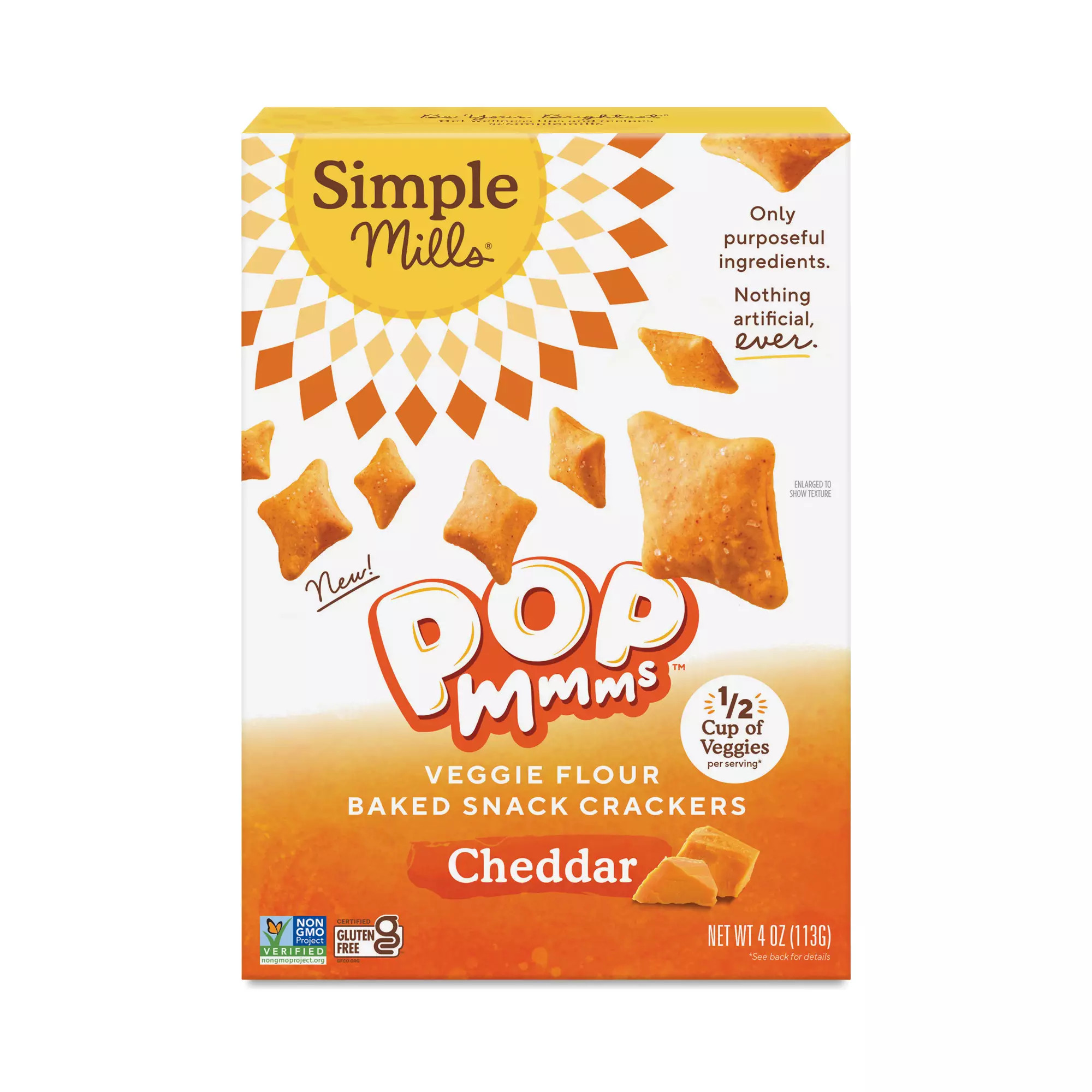 Pop Mmms Veggie Flour Baked Snack Crackers, Cheddar | Thrive Market
