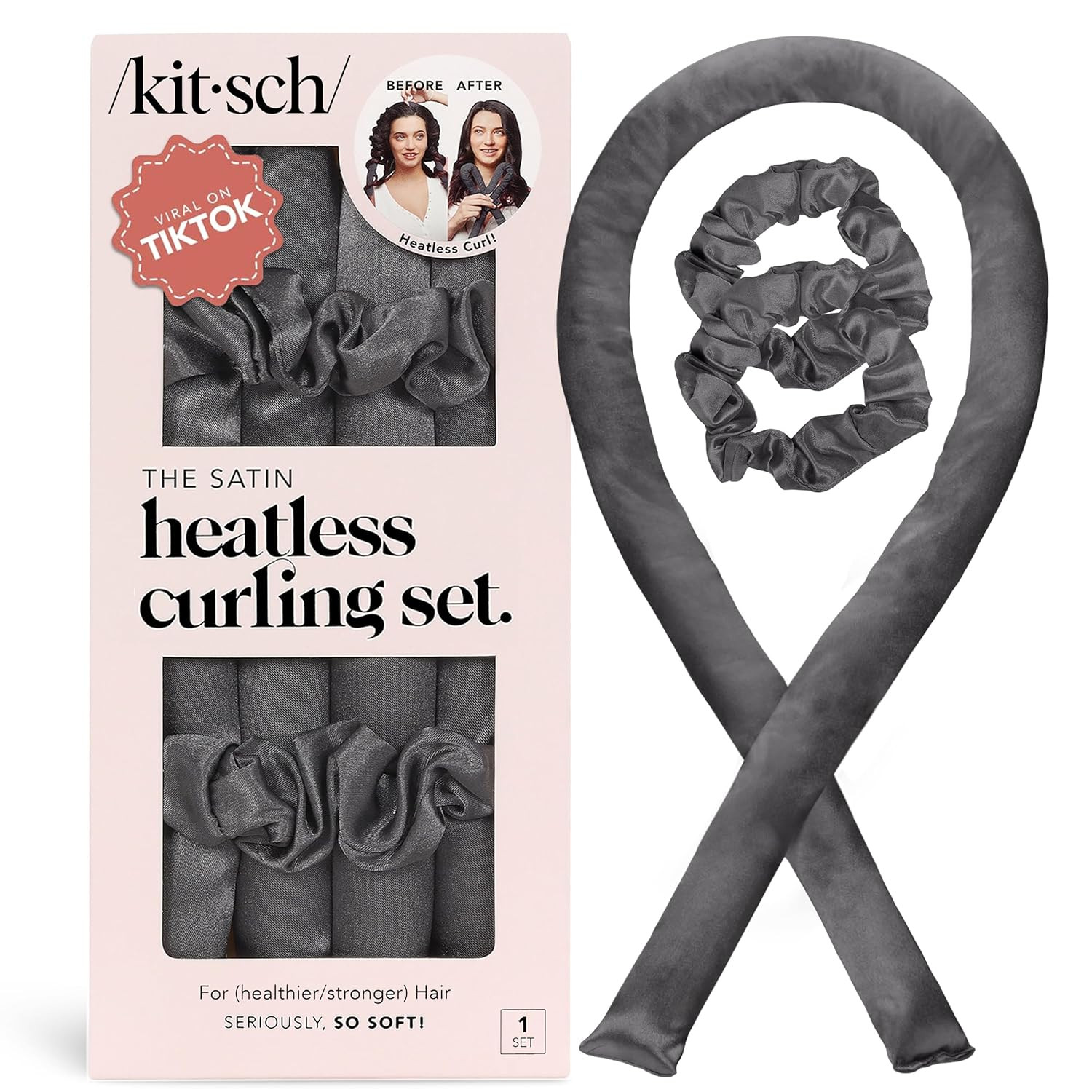 Kitsch Holiday Gift Silk Heatless Hair Curler | Heatless Curling Rod Headband | Satin Heatless Cu... | Amazon (US)