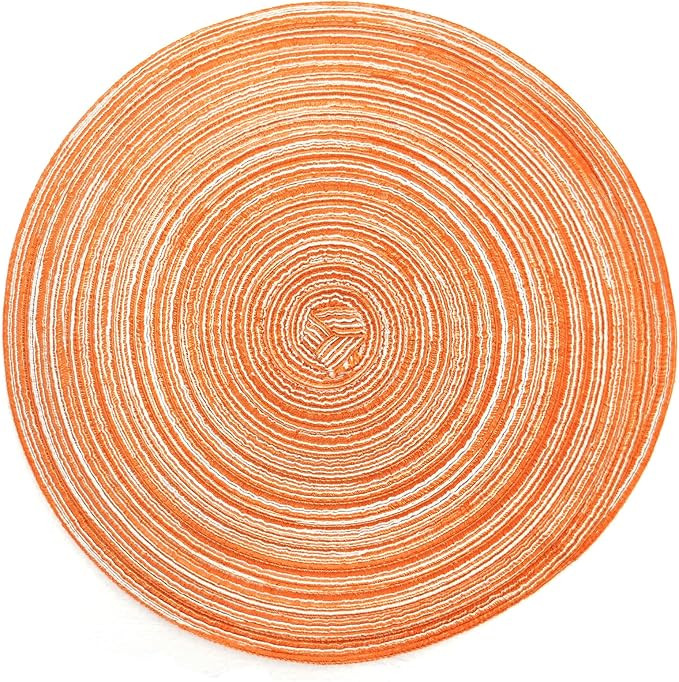 Round Placemats Set of 4 Heat Resistant Braided Place Mats 11.8 inch for Kitchen Table Orange | Amazon (US)