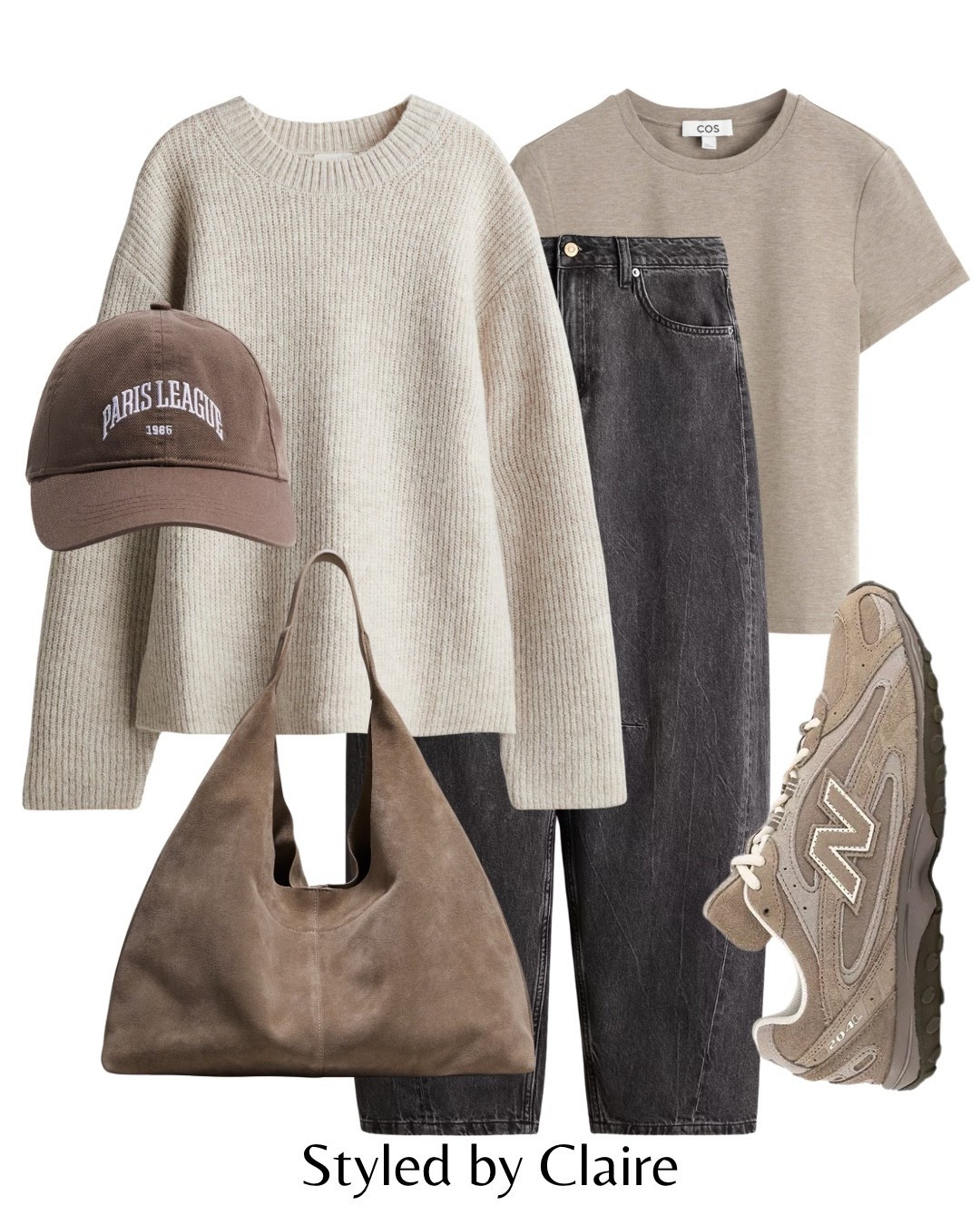 Oatmeal Knits😮‍💨
Tags: H&M oversized rib jumper sweater barrel jeans dark grey black wash H&M cos taupe tshirt new balance 204L suede trainers tote bag cap fashion autumn transition inspo outfit ideas city break everyday style chic women casual capsule wardrobe basics 

#LTKstyletip #LTKbag #LTKshoes