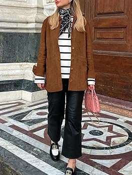 Tankaneo Faux Suede Jackets Shackets Coat | Amazon (US)