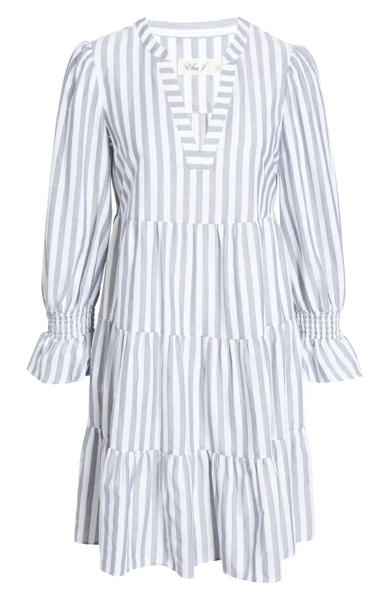 Stripe Tiered Long Sleeve Cotton Dress | Nordstrom