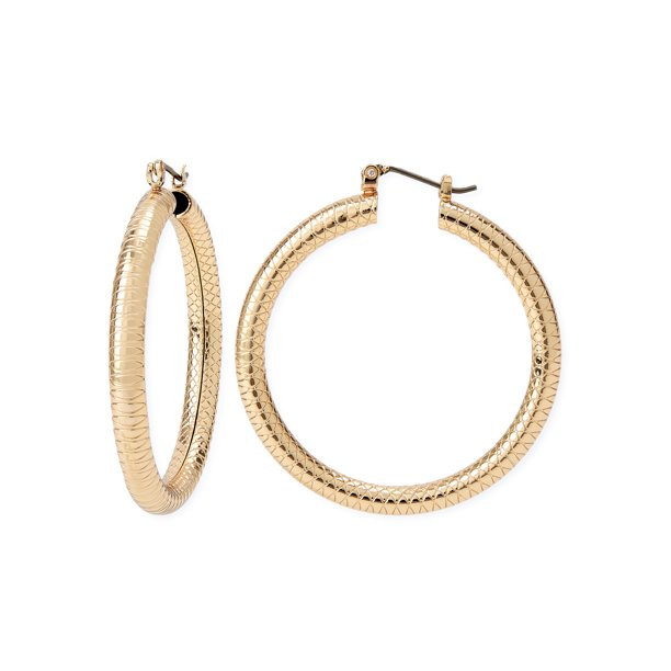 Sofia Jewelry by Sofia Vergara Women's Gold-Tone Textured Hoop Earrings - Walmart.com | Walmart (US)