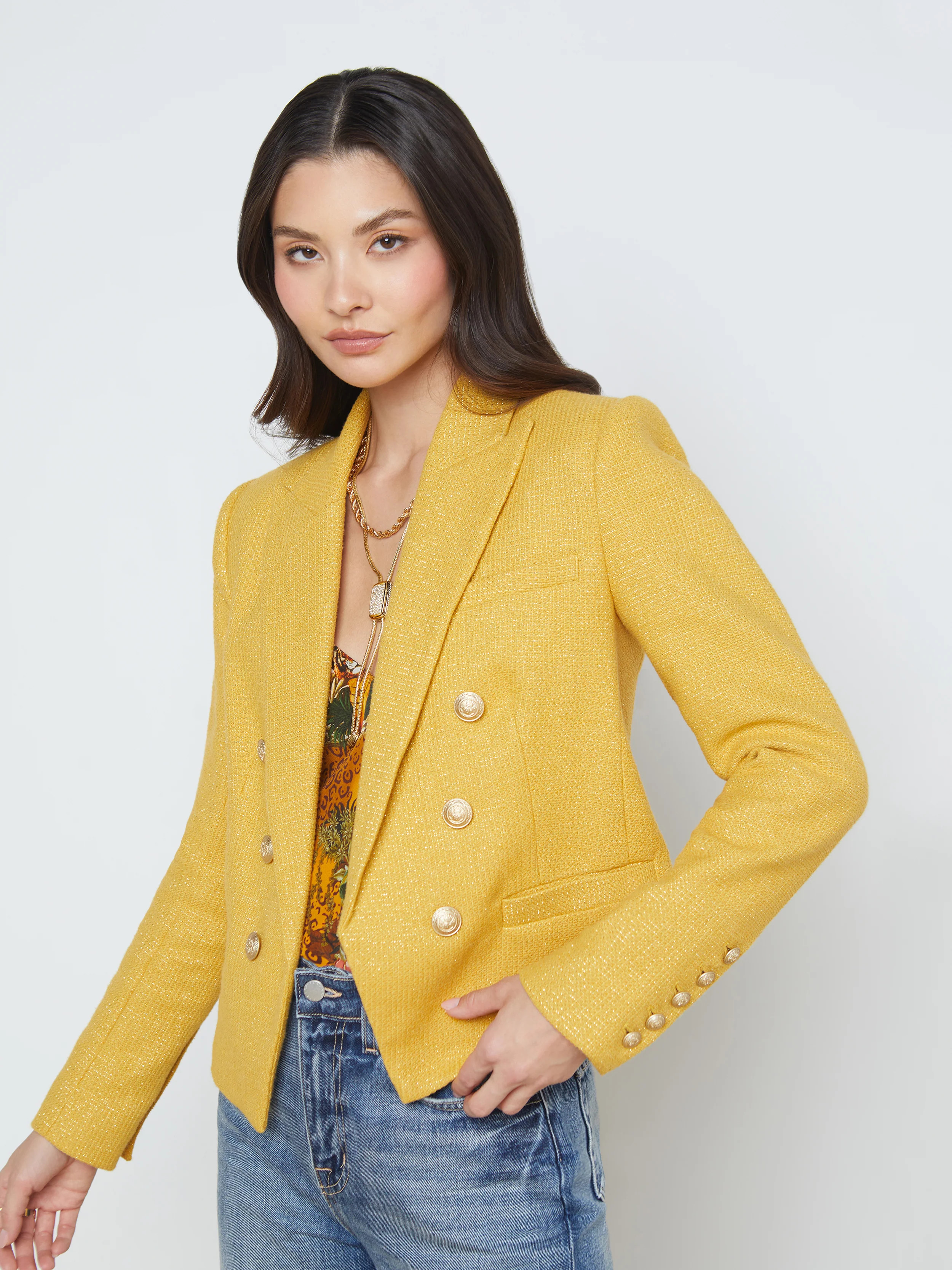 L'AGENCE Brooke Blazer in Citrine/Gold | L'Agence