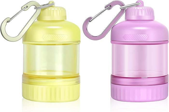 2 Pack Protein Powder Container to Go with Keychain & Keyring, Large Capacity, Clear, Leakproof, ... | Amazon (US)
