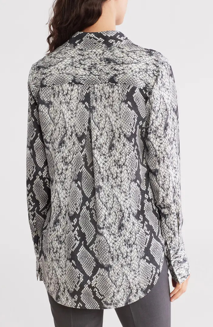 Theory Sunaya Silk Snakeskin Button Front Top | Nordstromrack | Nordstrom Rack