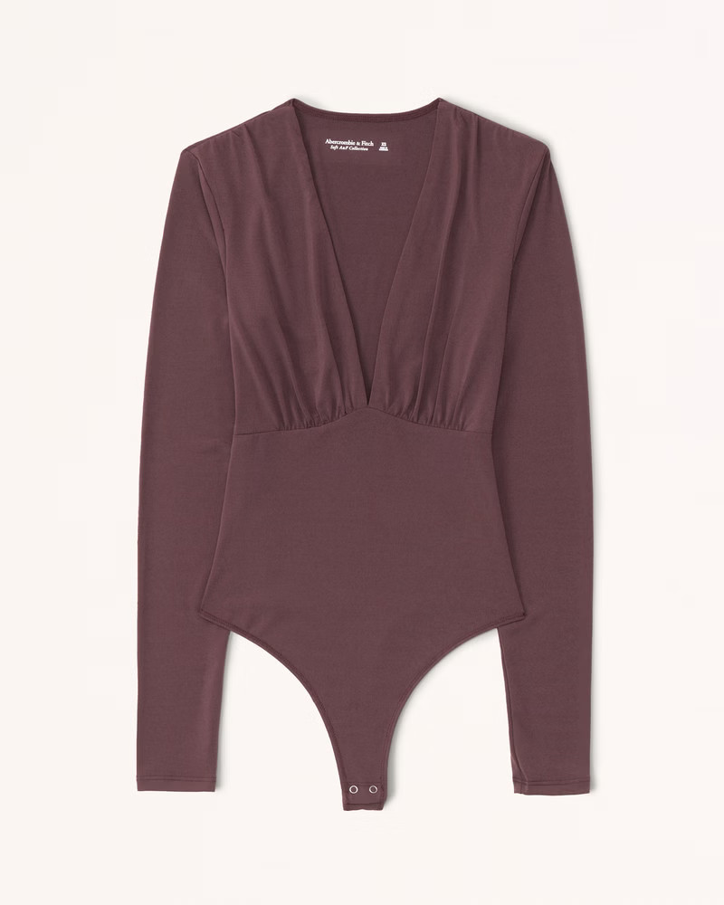 Long-Sleeve Slinky V-Neck Bodysuit | Abercrombie & Fitch (US)